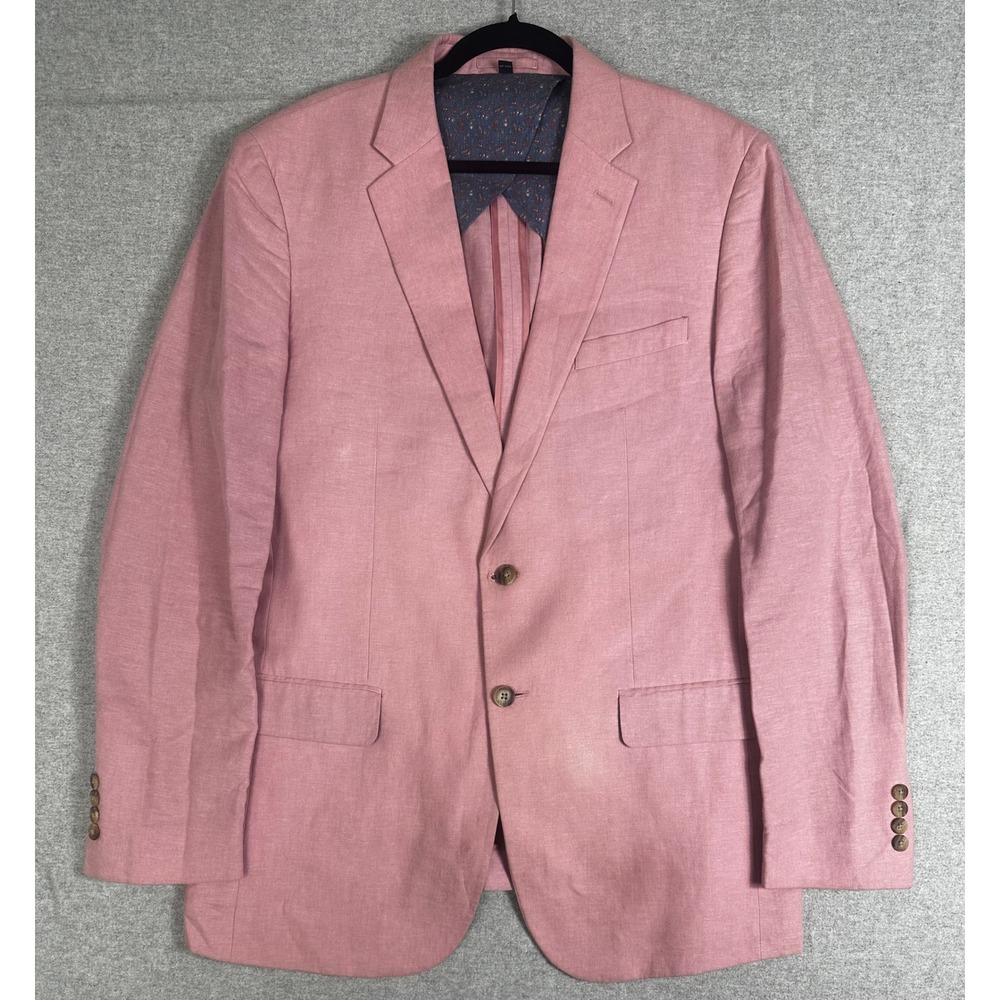 Jos A Bank Linen Suit 42L 34x34 Pink Slim Fit Linen Cotton Blend Separates - Picture 2 of 16